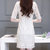 性感蕾丝2016年夏季短袖中裙镂空休闲连衣裙 AYFS609-1(白色 XL)第2张高清大图