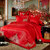 爱之小径家纺典雅中式婚庆四件套 加厚床单被套 大红色结婚床品多件套(皇家传奇 220*240十件套)第5张高清大图