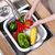 家用多功能折叠水槽切菜板 切水果洗蔬菜收纳两用厨房菜板 沥水篮(1064方形橙色)第3张高清大图