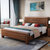 吉木多 胡桃木实木床中式1.5米，1.8米现代简约主卧婚床卧室家具单双人床(1.5*2米胡桃色 单床)第3张高清大图