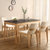 火烧石餐桌北欧实木大理石餐桌椅组合现代小户型长方形火山石餐台(1.3米餐桌+6椅子)第2张高清大图