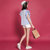 七格格2017夏装新款俏皮小飞袖气质立领条纹套头休闲衬衫 女N608(浅蓝 XL)第4张高清大图