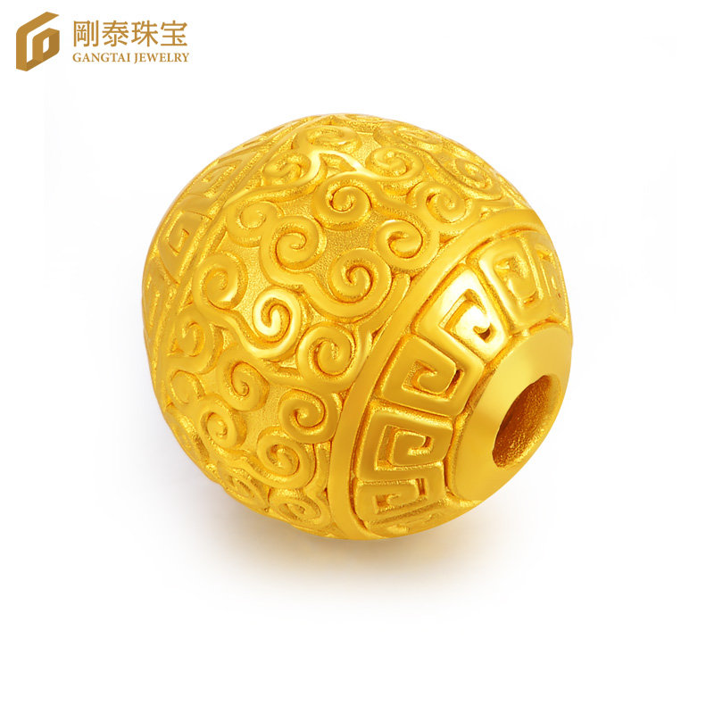 刚泰珠宝 3D硬金黄金转运珠足金路路通古代吉