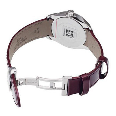 天梭/Tissot 瑞士手表 库图系列皮带石英女表T035.210.16.371.00(银壳白面红带)