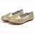 AICCO  春季新款牛皮豆豆鞋子舒适透气女鞋平底鞋夏季单鞋鞋子139-1(金色 39)第4张高清大图