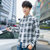 森雷司格子衬衫男长袖2018秋季新款韩版潮流时尚男士衬衣外套个性帅寸衣(白色 XL)第4张高清大图