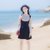2018秋装新款韩版女装修身显瘦长袖时尚气质打底拼接连衣裙裙子(黑色)(S)第2张高清大图