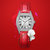 罗西尼女表镶钻石英表皮带腕表酒桶型时尚女士手表SR3398(红色)第2张高清大图