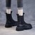 SUNTEK烟筒靴女鞋2021春秋季新款单马丁靴切尔西厚底增高瘦瘦靴短靴(39 棕色加绒（印花）)第3张高清大图