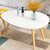 物植 客厅茶几实木腿多功能桌子 LM-01(创意椭圆形90cm黄色)第4张高清大图