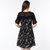 领米时尚 2017夏季女装新款大码显瘦荷叶边短袖雪纺连衣裙C7568(黑色 XXL)第3张高清大图