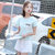 莉菲姿 2017韩版女装夏装新款宽松显瘦印花圆领百搭短袖T恤(粉红色 M)第2张高清大图