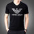 LIDEN AMANI 阿玛尼男士短袖T恤衫棉质V领中青年商务休闲时尚上衣体恤(黑色 165/M)第3张高清大图