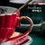 欧式轻奢陶瓷咖啡杯杯碟套装ins家用下午茶杯子送礼情侣杯子(【深红 墨绿】礼盒装)第2张高清大图