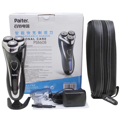 百特（paiter）电动剃须刀PS8608（独立浮动旋转三刀头，弹性贴面系统，可伸缩鬓刀）