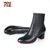 【专柜同款】马内尔英伦皮里时尚百搭套筒粗跟高跟女靴G89215(黑色 37)第2张高清大图
