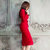 2018春装新款韩版长袖连衣裙红色修身气质包臀开叉性感礼服第3张高清大图