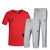Adidas阿迪达斯男运动T恤短袖休闲运动裤修身针织长裤短裤三件套(红灰 XXL)第5张高清大图