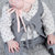 牛奶朋友春秋冬季新款宝宝套装纯色上衣裤子毛线短裤婴儿2件套(均码（3-12个月55-81CM） 灰色)第4张高清大图