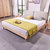 A家家具 北欧实木床1.5米简约现代主卧软包布艺靠背双人床1.8米(1.8*2米框架床（原木色） 单床)第2张高清大图