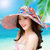 帽子女夏韩版遮阳帽夏季太阳帽户外海边沙滩帽防紫外线大沿防晒帽(玫红)第2张高清大图