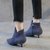 SUNTEK短靴裸靴女2021新款尖头小跟短靴女高跟鞋女秋冬细跟时尚低跟女鞋(37 黑色-2单里)第5张高清大图