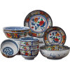 日本美浓烧陶瓷餐具家庭用盘子碗套装4人日式宫廷风彩瓷碟子礼盒(牡丹纹手工彩瓷十件套 10件)