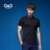 G&G男装新品夏季薄款印花男士短袖衬衫男修身小领商务衬衣男衬衫(白色 S)