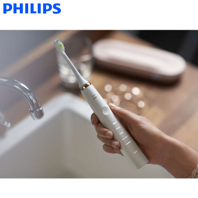 飞利浦（PHILIPS）电动牙刷成人情侣声波自动牙刷智能粉黑钻石系列(HX9312/02)