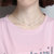 恒源祥2019夏季新款女短袖棉质T恤圆领印花蕾丝时尚女士上衣体恤B(2号白色 170)第3张高清大图