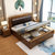 吉木多 橡胶木实木床1.8米现代中式软包床1.5米主卧双人床(1.5*2米原木色 床+床头柜*2)第2张高清大图