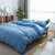 床上用品加厚秋冬北欧针织棉四件套天竺棉床单(天蓝纯色)第2张高清大图