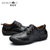摩洛羊新品时尚系带低帮舒适百搭休闲商务皮鞋6819(黑色 44)第5张高清大图
