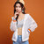 七格格2017夏新款空调衫连帽撞色薄款长袖拼接外套防晒衣女X1048(白色 L)第2张高清大图