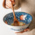 日本进口美浓烧牡丹花鸟陶瓷餐具釉下彩日式饭碗汤碗面碗盘子家用(红花鸟13.5厘米钵 默认版本)第2张高清大图