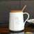 创简坊（CJIANFF） 陶瓷情侣杯马克杯可爱水杯带盖勺早餐杯牛奶咖啡杯子(喵biu系列配竹盖钢勺)第3张高清大图