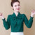 春季上衣衬衫2022新款洋气韩版宽松长袖女装打底衫女(墨绿色（长袖） S80-94斤)第5张高清大图