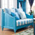 库图家具地中海美式乡村田园 全实木沙发 蓝色爱琴海系列  组合沙发 (三位)第3张高清大图