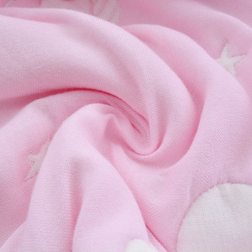 斜月三星 全棉十层纱布盖毯 冬季保暖空调被 110*110cm(粉色十层童被)