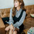 Mistletoe秋款韩版宽松长袖衬衫两件套背带连衣裙(黑色 XL)第2张高清大图