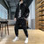 VINBORLEE夹克套装2021春秋男士夹克套装韩版潮流工装外套加肥加大码一套搭配HTLB-3126(黑色 M)第5张高清大图