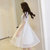 韩依诺夏季蕾丝连衣裙中长款夏装2017新款女装 白色短袖收腰显瘦A字裙蓬蓬裙m8g057(粉红色 XL)第5张高清大图