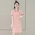 2022夏季新款少女学院风翻领黑色裙子女韩版学生短袖Polo领连衣裙(粉红色 M)第5张高清大图