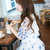 Mistletoe2017夏季新款韩版女装 碎花中袖蓬蓬雪纺连衣裙F6642(天蓝色 XL)第2张高清大图