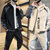 VINBORLEE夹克套装2021春秋男士夹克套装韩版潮流工装外套加肥加大码一套搭配HTLB-3126(黑色 M)第2张高清大图