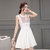 VEGININA 夏装新款民族风蕾丝修身无袖连衣裙背心裙子女装短裙 9369(白色 S)第2张高清大图