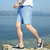 富贵鸟 FUGUINIAO 短裤男棉麻质感五分裤纯色休闲沙滩裤 18165FGK66(天蓝色 XL)第5张高清大图