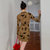 MISS LISA抽褶印花打底裙修身显瘦包臀连衣裙C6223(棕色 M)第4张高清大图