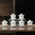 羊脂玉白瓷盖碗单个茶杯陶瓷手工大号泡茶器家用功夫三才茶碗(喜乐盖碗（描金）)第2张高清大图