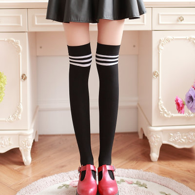 【过膝袜子女春秋中筒袜韩版学院风日系高筒袜